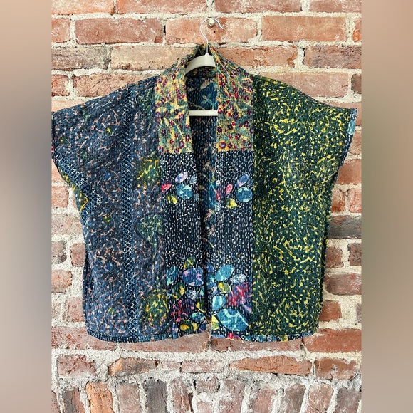 Reversible Handmade USA made Kantha Quilt Jacket by Otto Finn, Size XS - Picture 4 of 6